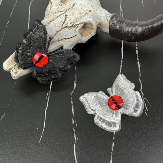 Halloween Red Eyeball Embroidered Butterfly Duckbill Clip