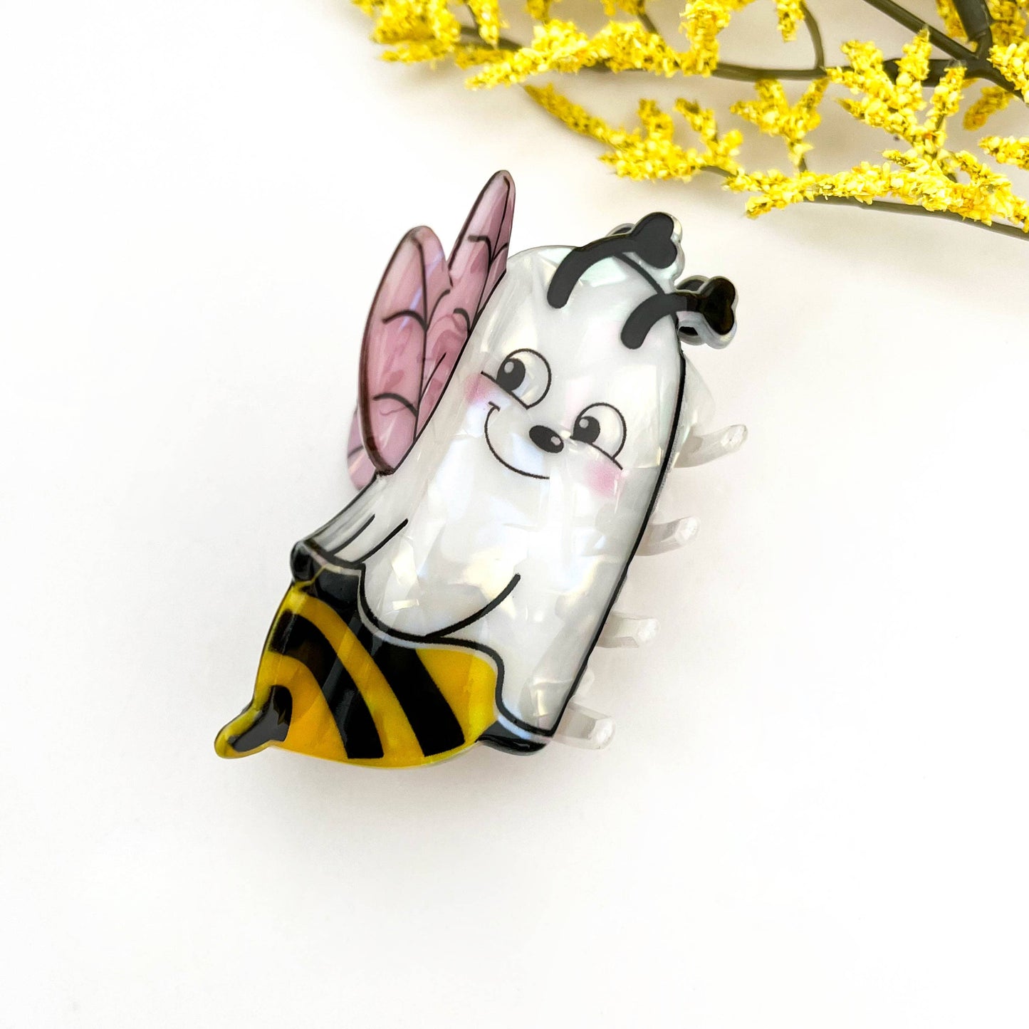 Ghost Bee Print Acetate Hair Claw