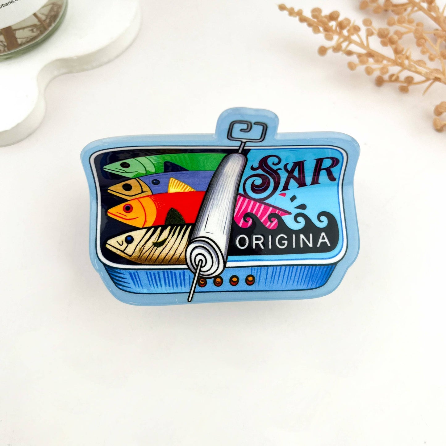 Sardine Can Printed Hair Claw Clip