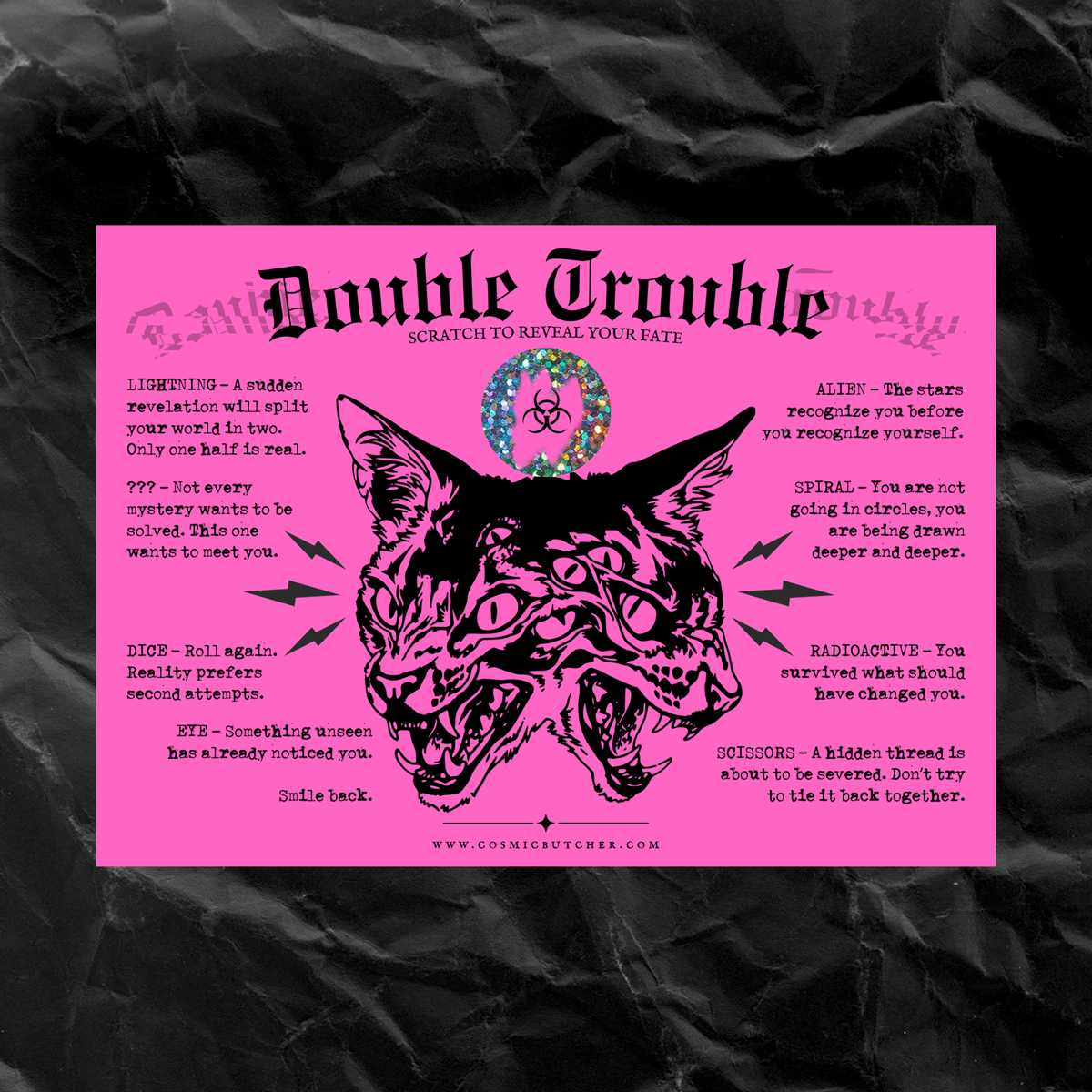 "DOUBLE TROUBLE" (CATS) Fortune Card Sppoky Halloween
