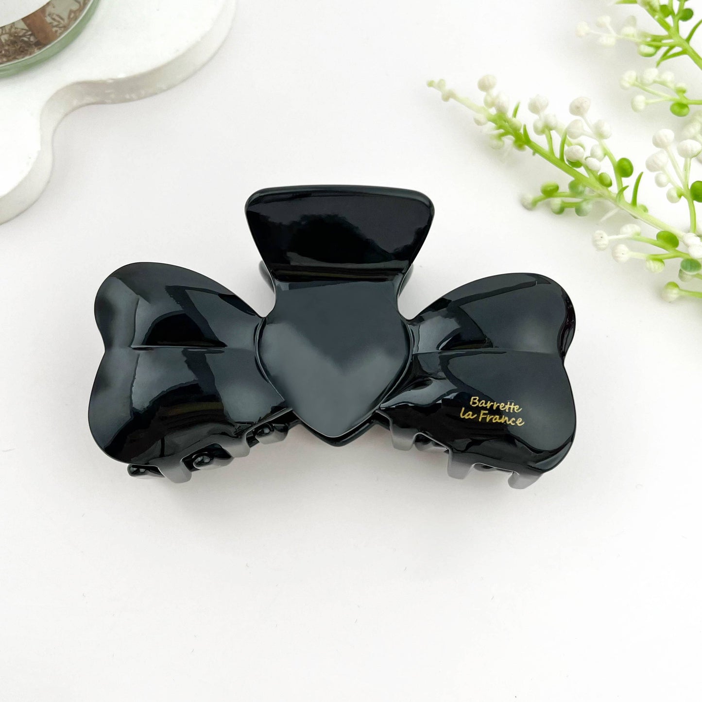 Vintage Heart Acetate Hair Claw with 3D Bow