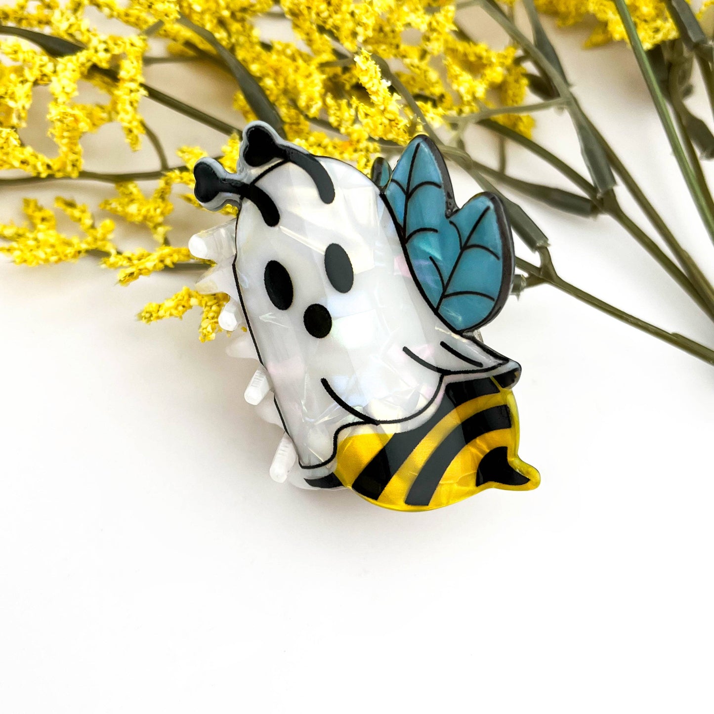 Ghost Bee Print Acetate Hair Claw