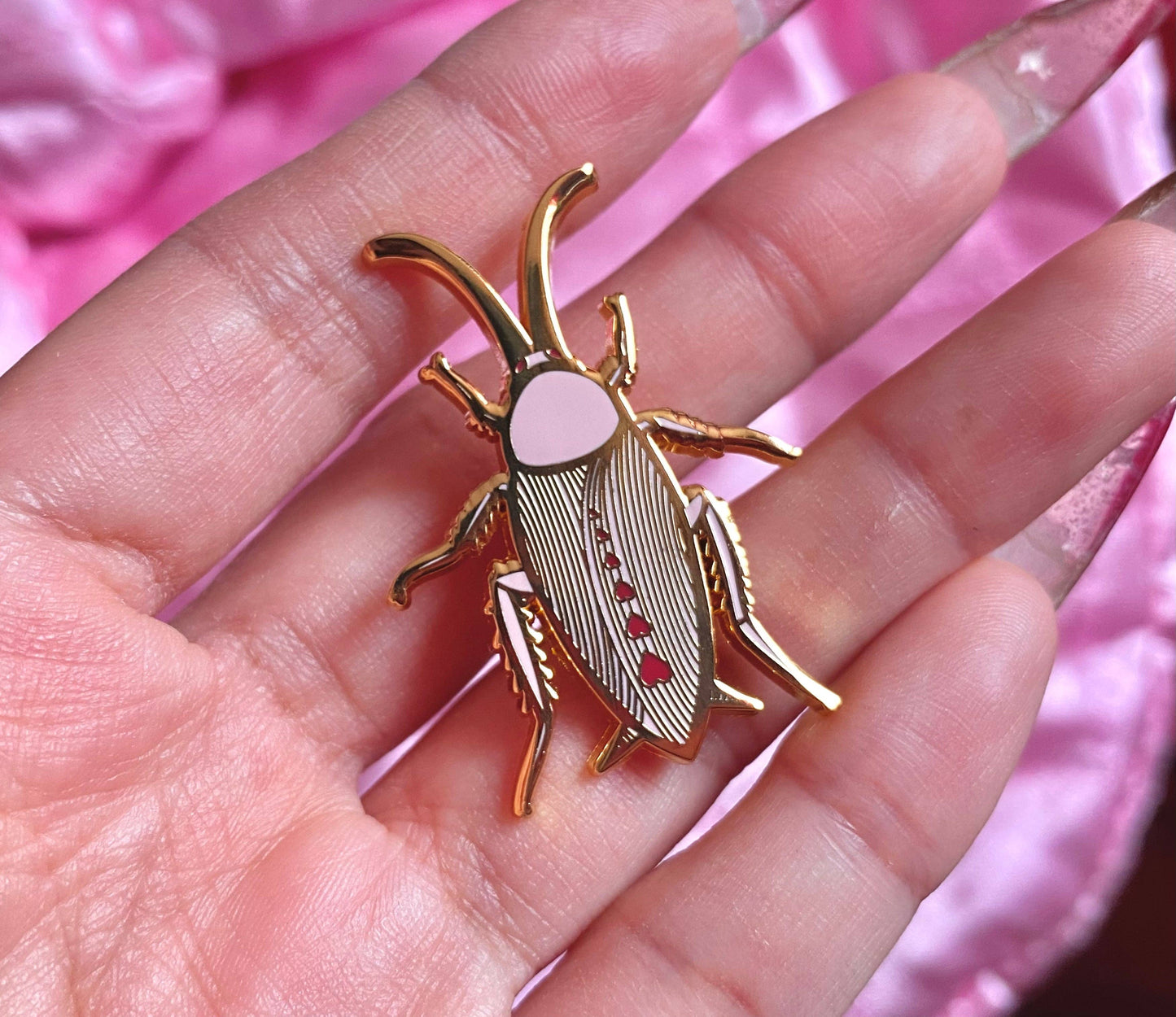 Pink Cutie Cockroach 1.5" Enamel Lapel Pin