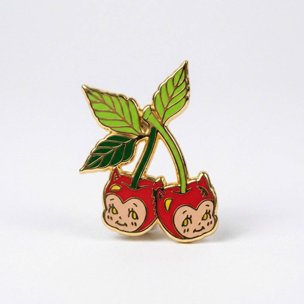 Cherries Gold Pin