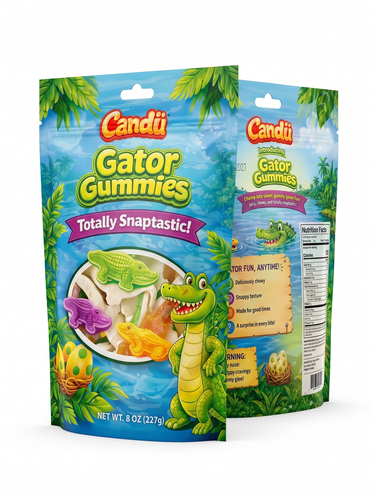 Candu Gator Gummy Assorted Fruit 8oz