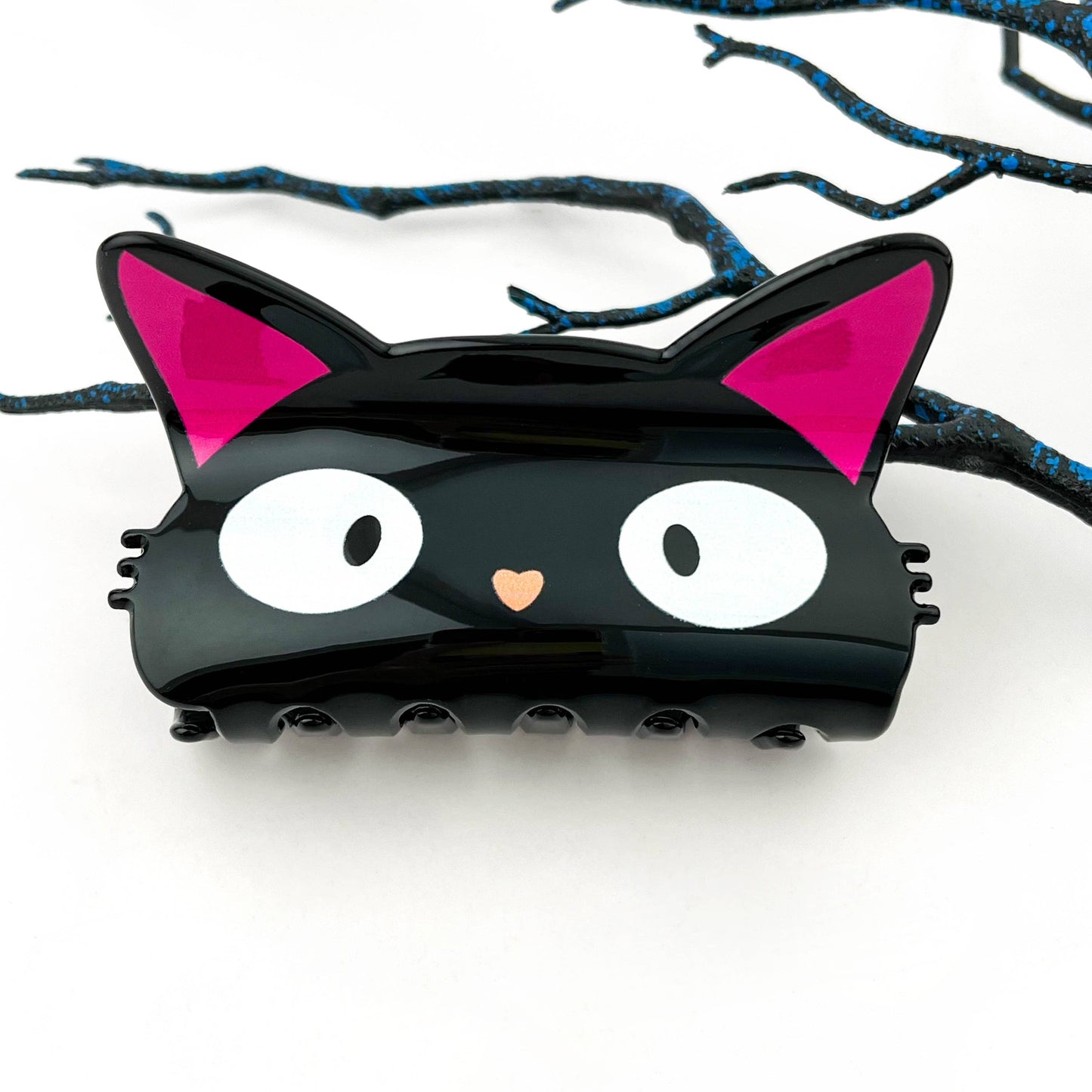Moon & Black Cat PVC Printed Animal Hair Claw Clip