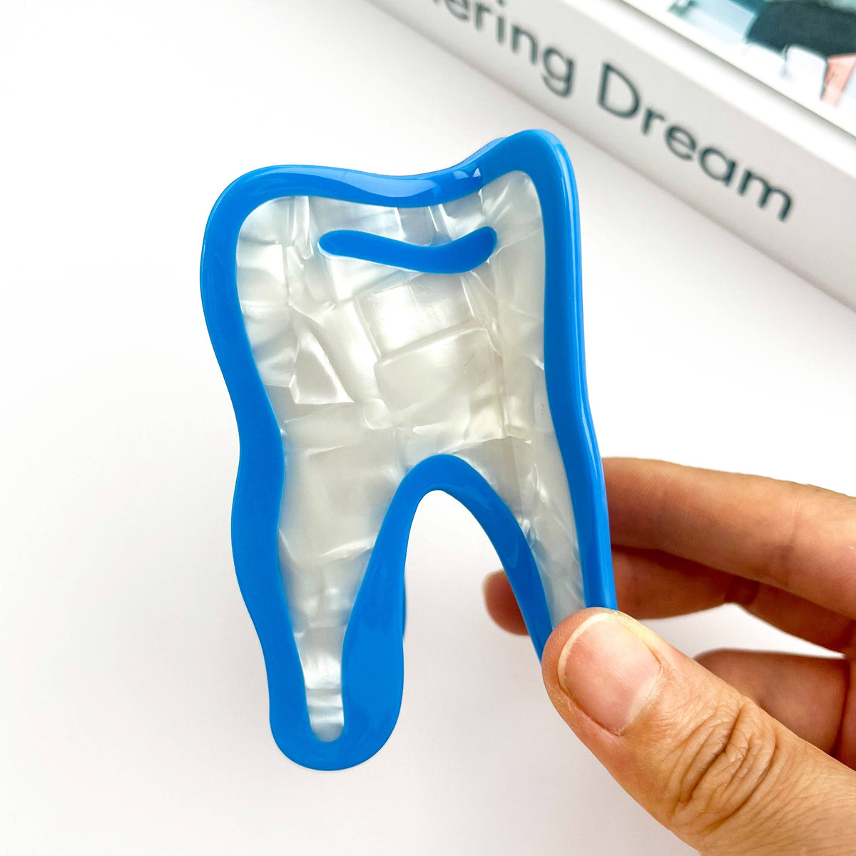 Blue Tooth Acetate Hair Claw Clip