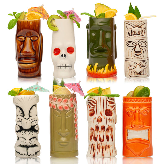 Hard-Carved and Hand-Painted Tiki Mug