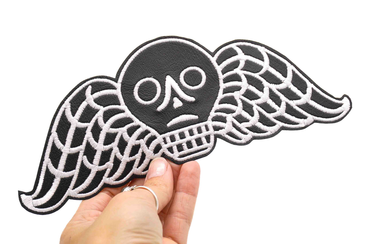 Memento Mori Faux Leather Embroidered Iron on Patch