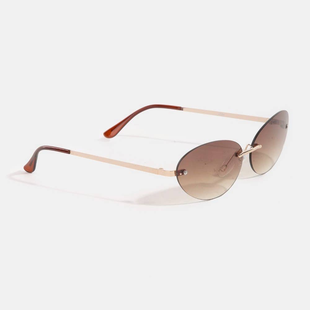Frameless Gradient Oval Lens Sunglasses