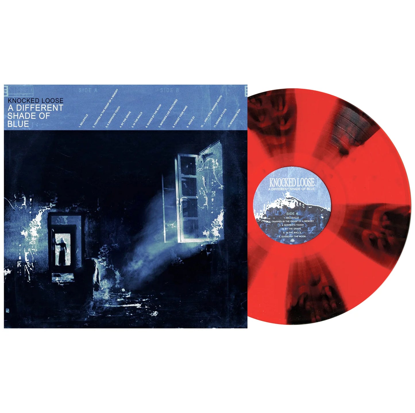 Knocked Loose - A Different Shade Of Blue - Black Ice & Blood Red Pinwheel W/ Red Splatter LP