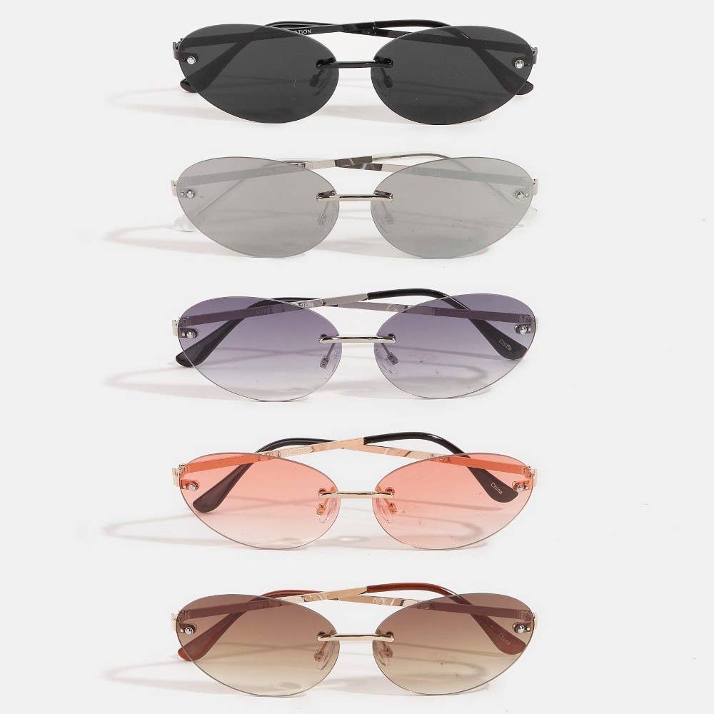 Frameless Gradient Oval Lens Sunglasses