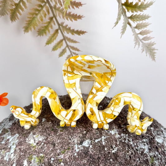 Golden Python Acetate Hair Claw Clip