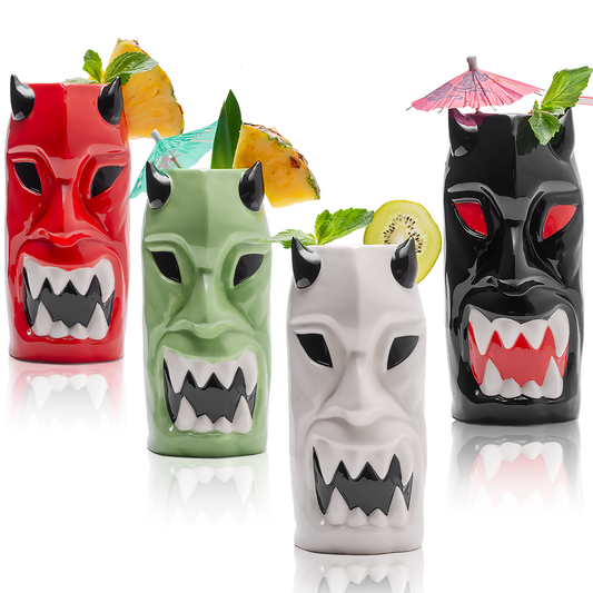 Ceramic Horned Tiki Hawaiian Mugs