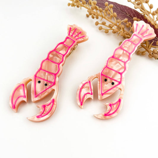 Sweet Pink Lobster Acetate Alligator Hair Clip