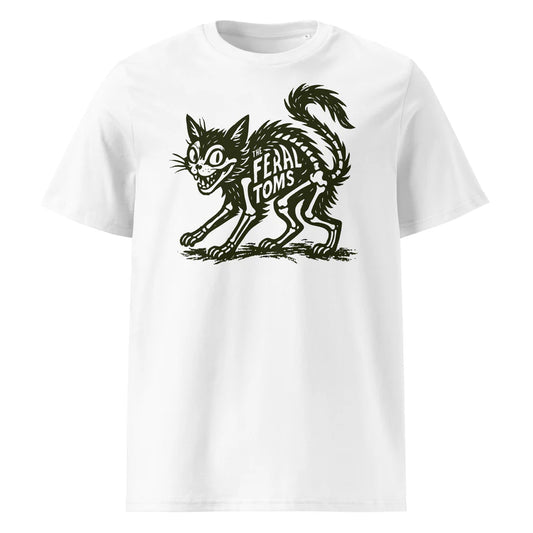 The Feral Toms - White shirt Black logo