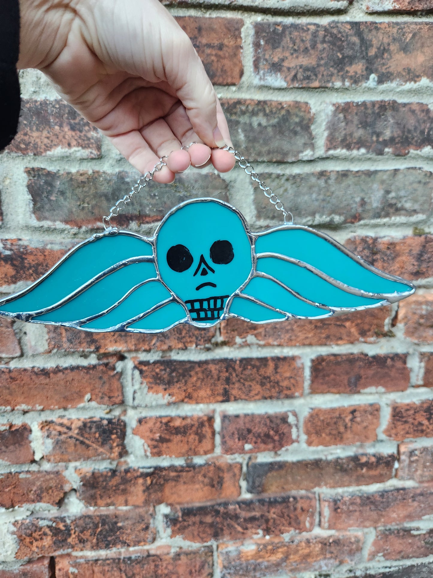 Grave Tombstone Skull Stained Glass