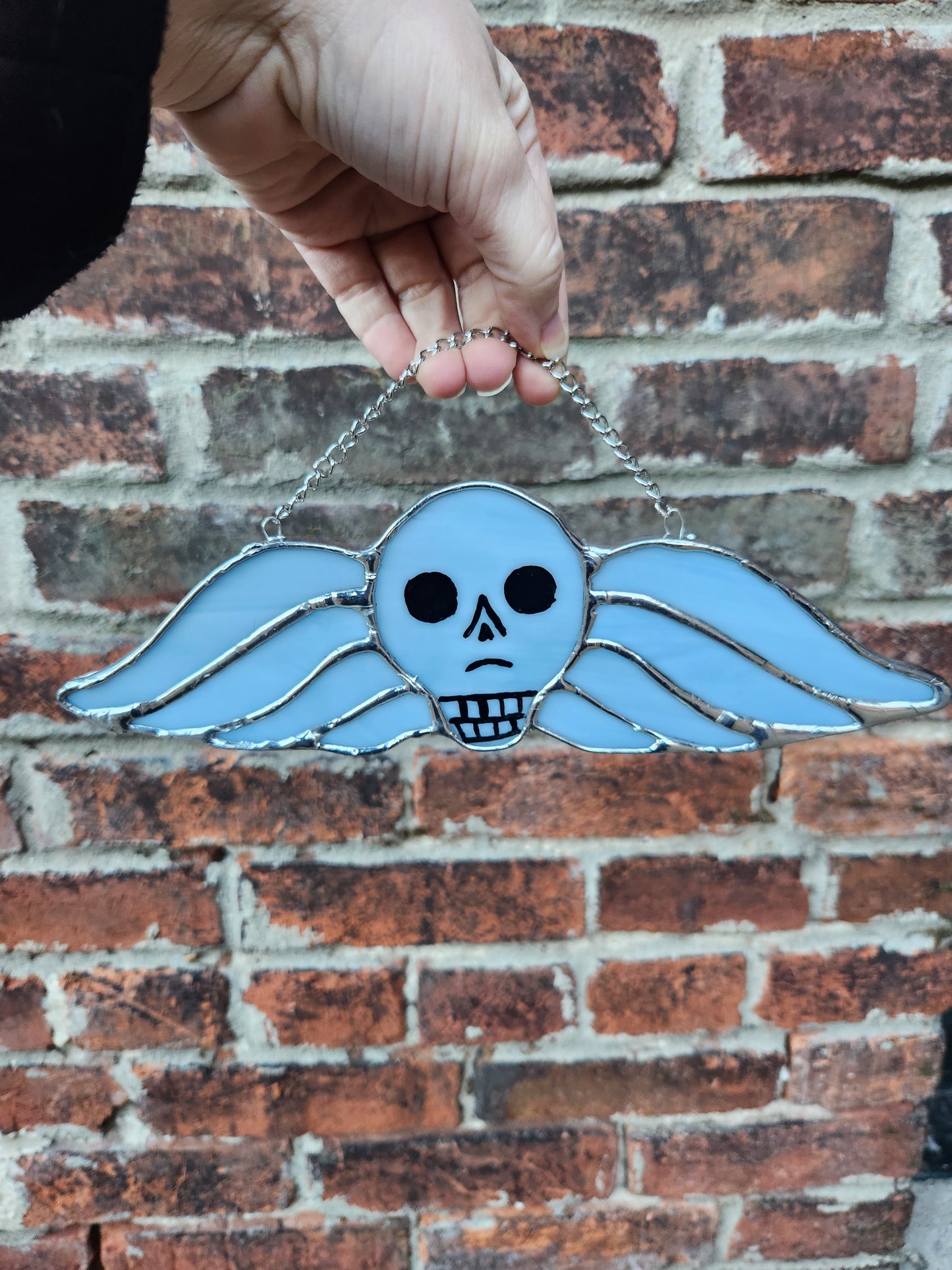 Grave Tombstone Skull Stained Glass